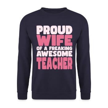 Proud Wife of A Damn Good Teacher - Unisex Sweatshirt - navy - Front - Alina (178cm) & Michal (187cm)