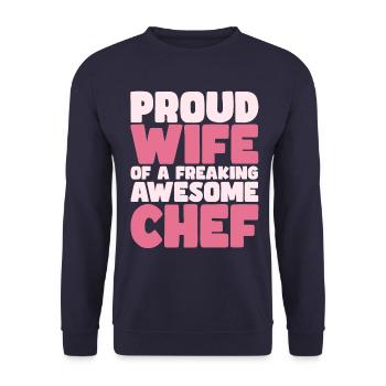Proud Wife of A Damn Good Chef - Unisex Sweatshirt - navy - Front - Alina (178cm) & Michal (187cm)