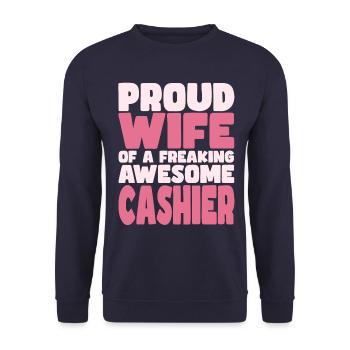 Stolze Ehefrau Eines Verdammt Guten Kassierers - Unisex Pullover - Navy - Vorne - Alina (178cm) & Michal (187cm)