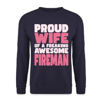 Proud Wife of A Damn Good Firefighter - Unisex Sweatshirt - navy - Front - Alina (178cm) & Michal (187cm)