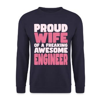 Proud Wife of A Damn Good Engineer - Unisex Sweatshirt - navy - Front - Alina (178cm) & Michal (187cm)