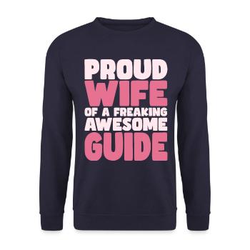 Proud Wife of A Damn Good Tour Guide - Unisex Sweatshirt - navy - Front - Alina (178cm) & Michal (187cm)