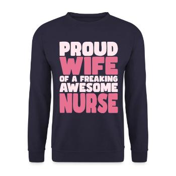 Proud Wife of A Damn Good Guy - Unisex Sweatshirt - navy - Front - Alina (178cm) & Michal (187cm)
