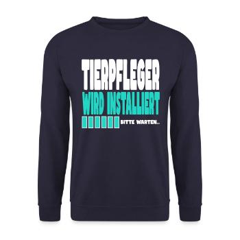 Tierpfleger wird installiert - Unisex Pullover - Navy - Vorne - Alina (178cm) & Michal (187cm)