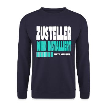 Zusteller wird installiert - Unisex Pullover - Navy - Vorne - Alina (178cm) & Michal (187cm)