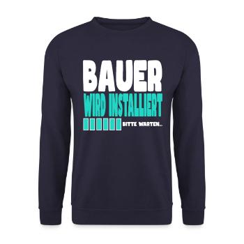 Bauer wird installiert - Unisex Pullover - Navy - Vorne - Alina (178cm) & Michal (187cm)