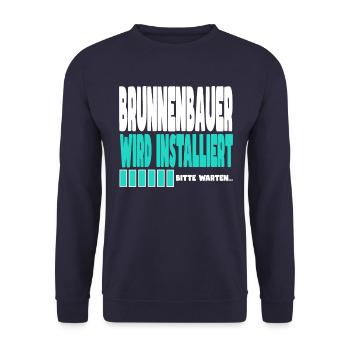 Brunnenbauer wird installiert - Unisex Pullover - Navy - Vorne - Alina (178cm) & Michal (187cm)
