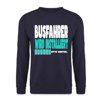 Bühnenbauer wird installiert - Unisex Pullover - Navy - Vorne - Alina (178cm) & Michal (187cm)