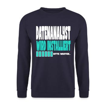 Datenanalyst wird installiert - Unisex Pullover - Navy - Vorne - Alina (178cm) & Michal (187cm)