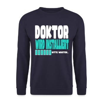 Doktor wird installiert - Unisex Pullover - Navy - Vorne - Alina (178cm) & Michal (187cm)