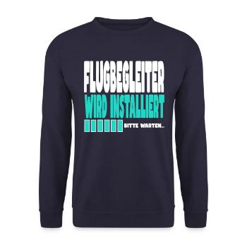 Flugbegleiter wird installiert - Unisex Pullover - Navy - Vorne - Alina (178cm) & Michal (187cm)