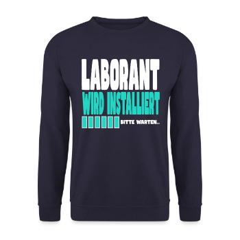 Laborant wird installiert - Unisex Pullover - Navy - Vorne - Alina (178cm) & Michal (187cm)