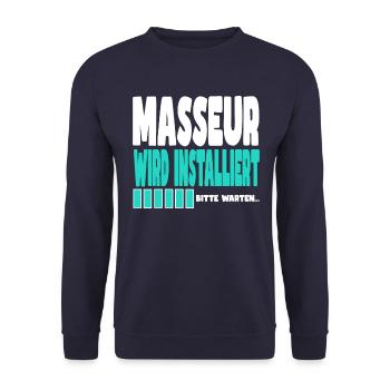 Masseur wird installiert - Unisex Pullover - Navy - Vorne - Alina (178cm) & Michal (187cm)
