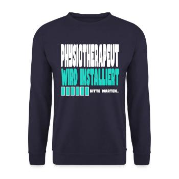 Physiotherapeut wird installiert - Unisex Pullover - Navy - Vorne - Alina (178cm) & Michal (187cm)