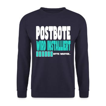 Postbote wird installiert - Unisex Pullover - Navy - Vorne - Alina (178cm) & Michal (187cm)