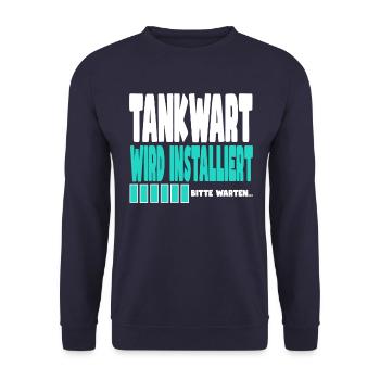 Tankwart wird installiert - Unisex Pullover - Navy - Vorne - Alina (178cm) & Michal (187cm)