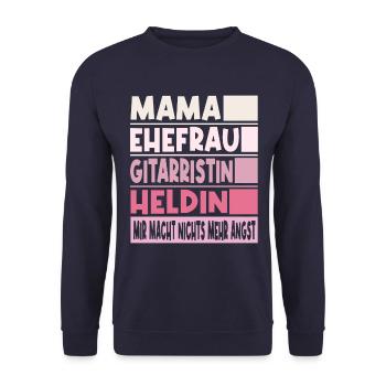 Gitarristin Mama Ehefrau Heldin - Unisex Pullover - Navy - Vorne - Alina (178cm) & Michal (187cm)