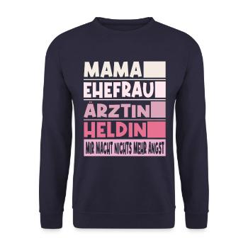 Ärztin Mama Ehefrau Heldin - Unisex Pullover - Navy - Vorne - Alina (178cm) & Michal (187cm)