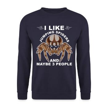 Springspinne Spruch - Unisex Pullover - Navy - Vorne - Alina (178cm) & Michal (187cm)