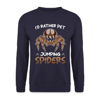 Springspinne Spruch - Unisex Pullover - Navy - Vorne - Alina (178cm) & Michal (187cm)