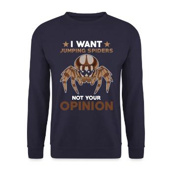 Springspinne Spruch - Unisex Pullover - Navy - Vorne - Alina (178cm) & Michal (187cm)