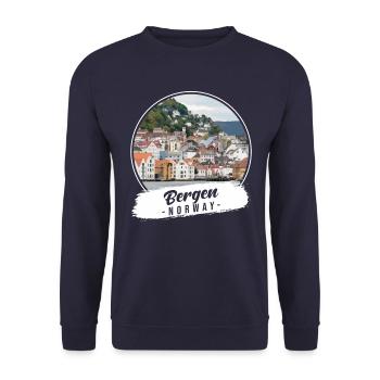 Bergen Norway Souvenir - Unisex Sweatshirt - navy - Front - Alina (178cm) & Michal (187cm)