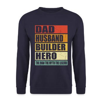 Père Mari Bauarbeiter Held - Sweat-shirt Unisexe - marine - Devant - Alina (178cm) & Michal (187cm)