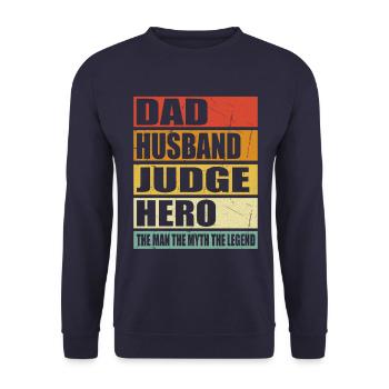 Father Husband Judge Held - Unisex Sweatshirt - navy - Front - Alina (178cm) & Michal (187cm)