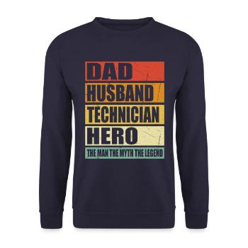 Père Mari Technicien Héros - Sweat-shirt Unisexe - marine - Devant - Alina (178cm) & Michal (187cm)