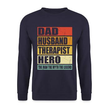 Père Mari Thérapeute Héros - Sweat-shirt Unisexe - marine - Devant - Alina (178cm) & Michal (187cm)