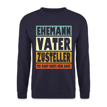 Zusteller Vater Ehemann Held - Unisex Pullover - Navy - Vorne - Alina (178cm) & Michal (187cm)