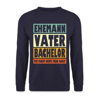 Bachelor Vater Ehemann Held - Unisex Pullover - Navy - Vorne - Alina (178cm) & Michal (187cm)