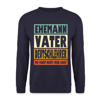 Deutschlehrer Vater Ehemann Held - Unisex Pullover - Navy - Vorne - Alina (178cm) & Michal (187cm)