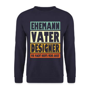 Designer Vater Ehemann Held - Unisex Pullover - Navy - Vorne - Alina (178cm) & Michal (187cm)