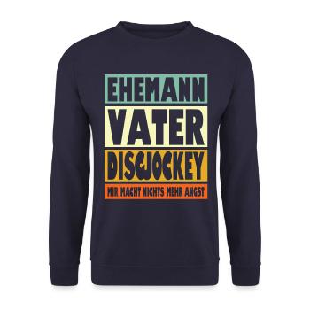 Discjockey Vater Ehemann Held - Unisex Pullover - Navy - Vorne - Alina (178cm) & Michal (187cm)
