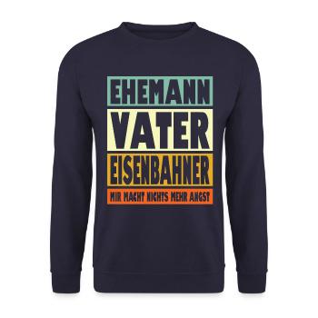 Eisenbahner Vater Ehemann Held - Unisex Pullover - Navy - Vorne - Alina (178cm) & Michal (187cm)
