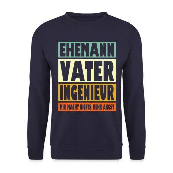 Ingenieur Vater Ehemann Held - Unisex Pullover - Navy - Vorne - Alina (178cm) & Michal (187cm)