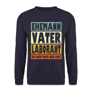 Laborant Vater Ehemann Held - Unisex Pullover - Navy - Vorne - Alina (178cm) & Michal (187cm)