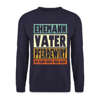 Pferdewirt Vater Ehemann Held - Unisex Pullover - Navy - Vorne - Alina (178cm) & Michal (187cm)