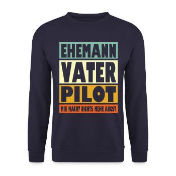 Pilot Vater Ehemann Held - Unisex Pullover - Navy - Vorne - Alina (178cm) & Michal (187cm)