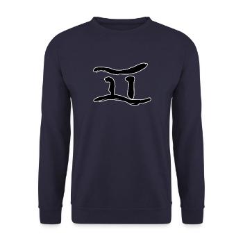 Korean letter P - Unisex Sweatshirt - navy - Front - Alina (178cm) & Michal (187cm)