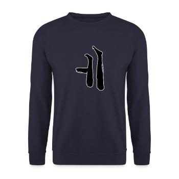 Lettre coréenne E - Sweat-shirt Unisexe - marine - Devant - Alina (178cm) & Michal (187cm)