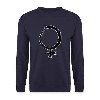 Venus Astrology Symbol - Unisex Sweatshirt - navy - Front - Alina (178cm) & Michal (187cm)