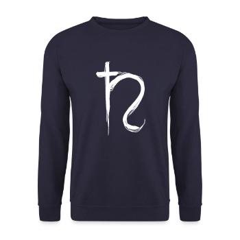 Saturn Astrology Symbol - Unisex Sweatshirt - navy - Front - Alina (178cm) & Michal (187cm)