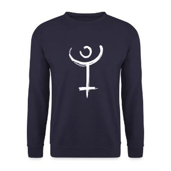 Pluto Astrology Symbol - Unisex Sweatshirt - navy - Front - Alina (178cm) & Michal (187cm)
