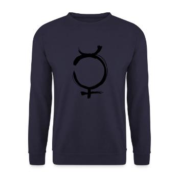 Mercury Astrology Symbol - Unisex Sweatshirt - navy - Front - Alina (178cm) & Michal (187cm)