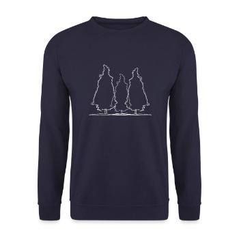 Baum Wald Lineart - Unisex Pullover - Navy - Vorne - Alina (178cm) & Michal (187cm)