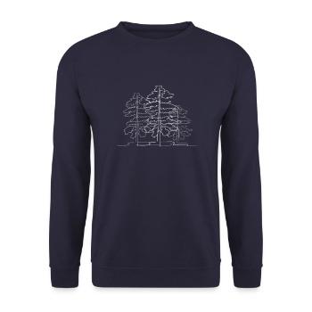 Baum Wald Lineart - Unisex Pullover - Navy - Vorne - Alina (178cm) & Michal (187cm)