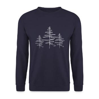 Baum Wald Lineart - Unisex Pullover - Navy - Vorne - Alina (178cm) & Michal (187cm)