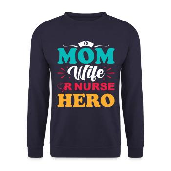 OP Krankenschwester Mama - Unisex Pullover - Navy - Vorne - Alina (178cm) & Michal (187cm)
